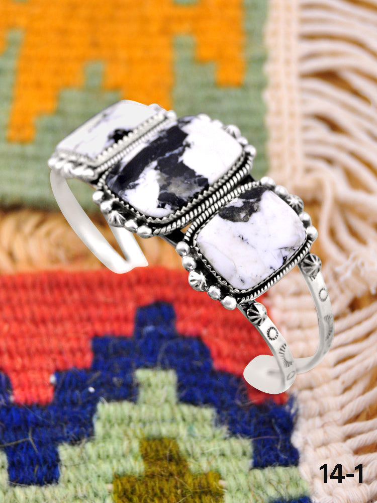 Southwest Handmade White Buffalo & Sterling Silver Cuff Bracelet