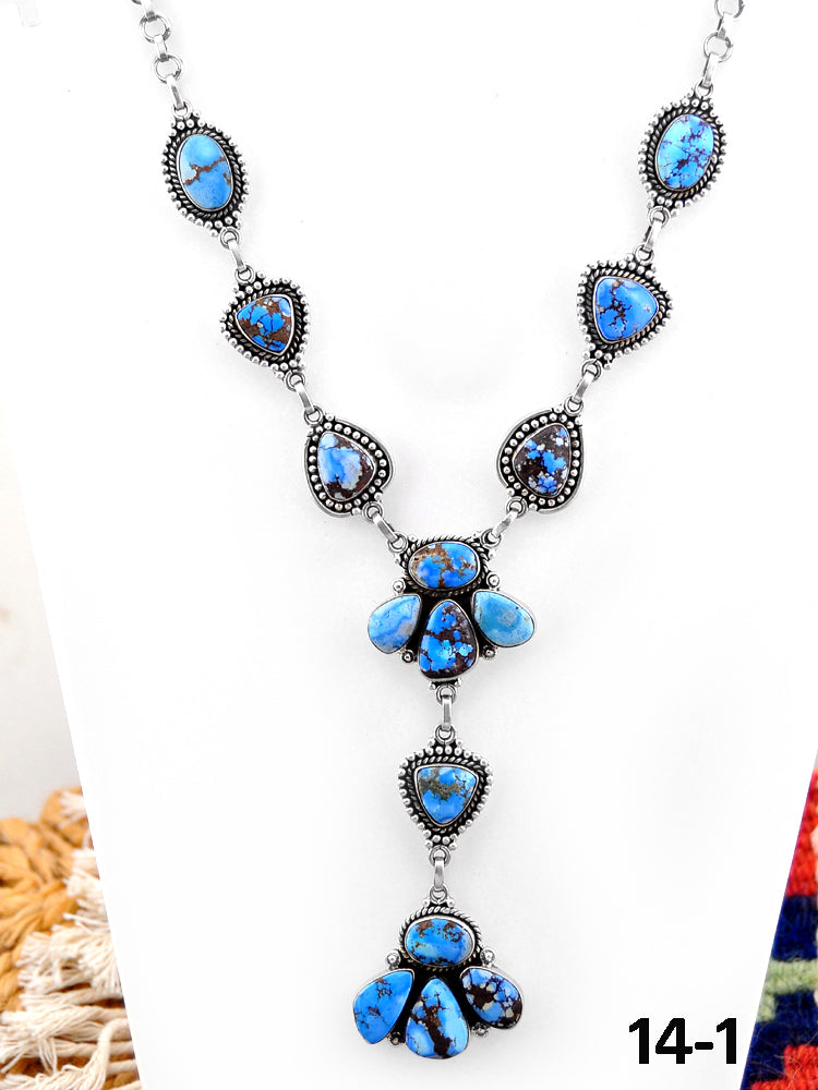 Southwest Handmade Golden Hill’s Turquoise & Sterling Silver Necklace