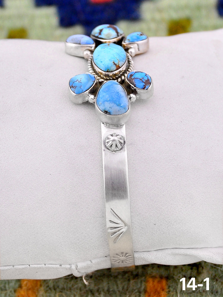 Southwest Handmade Golden Hills Turquoise & Sterling Silver Cuff Bracelet