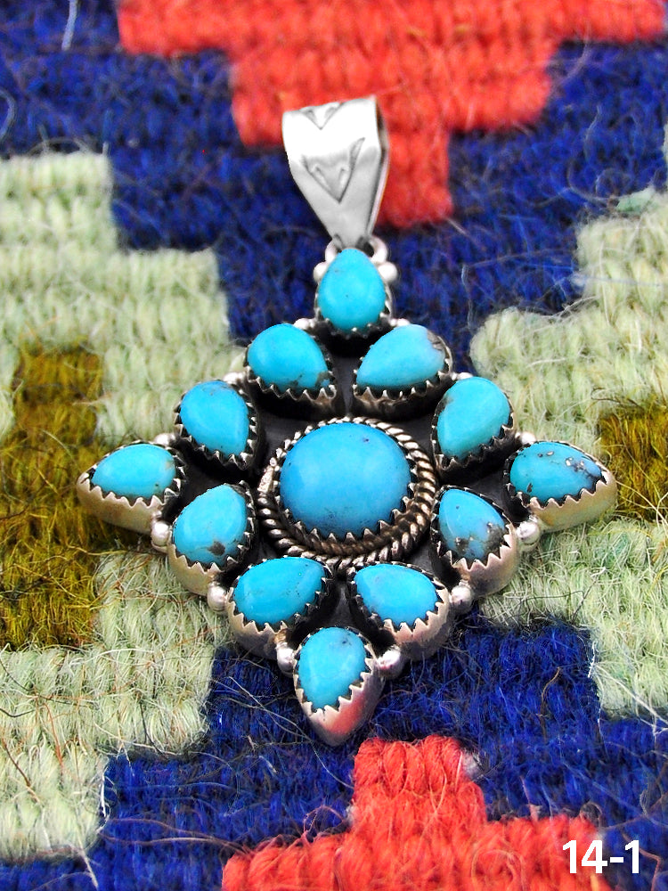 Southwest Made Kingman Turquoise & Sterling Silver Pendant