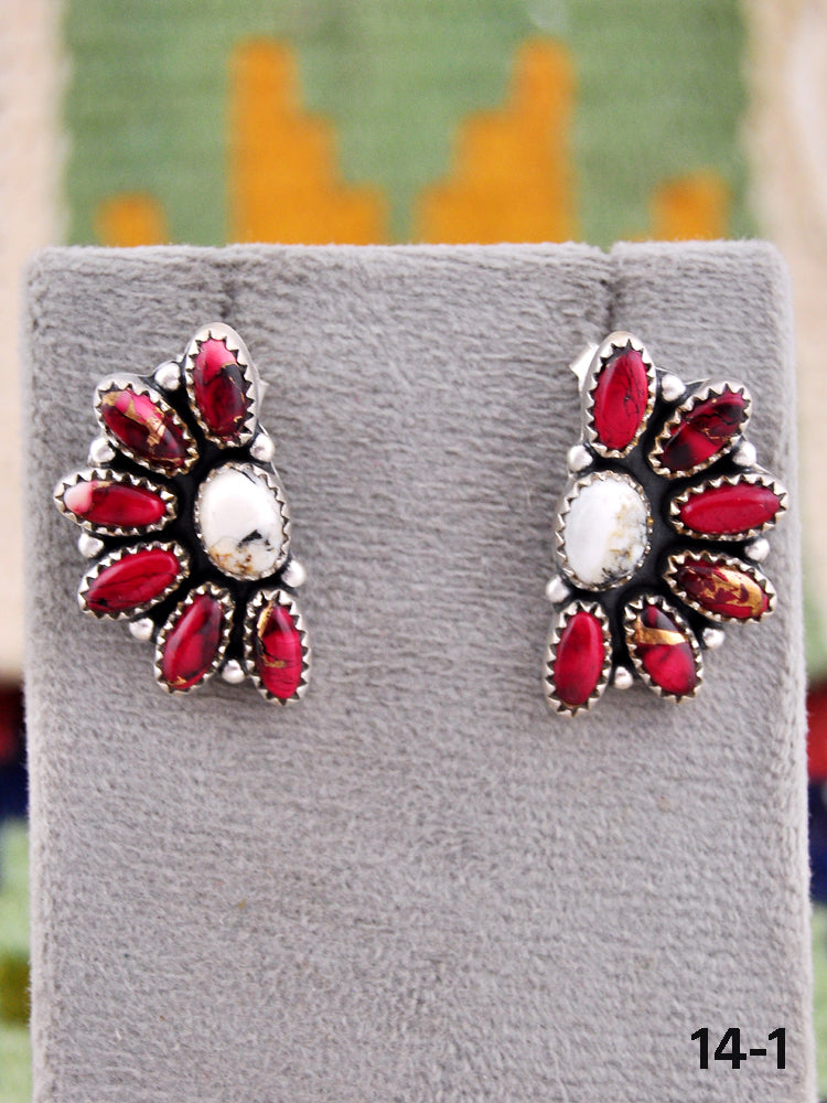 Southwest Made Multi Stone & Sterling Silver Post Earrings