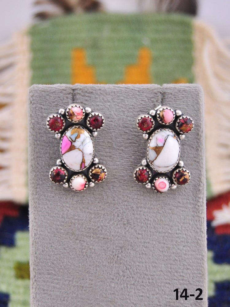 Southwest Made Multi Stone & Sterling Silver Post Earrings