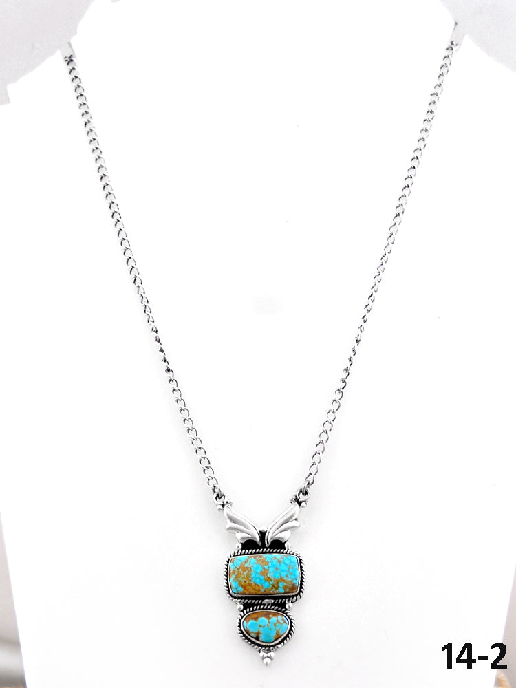 Southwest Handmade Number 8 Turquoise & Sterling Silver Necklace