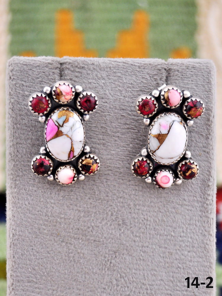 Southwest Made Multi Stone & Sterling Silver Post Earrings