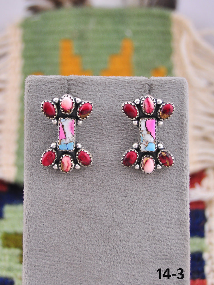Southwest Made Multi Stone & Sterling Silver Post Earrings