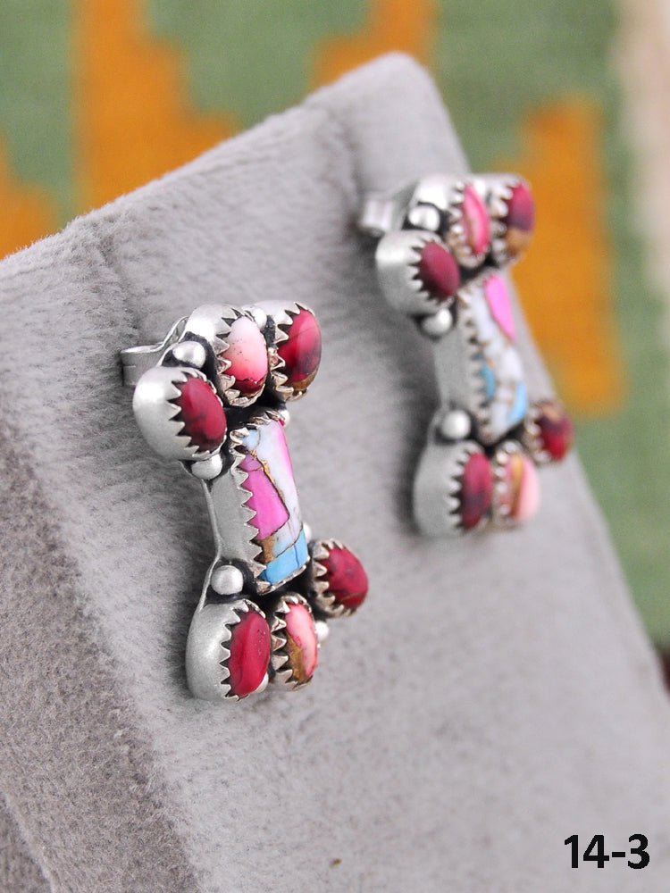 Southwest Made Multi Stone & Sterling Silver Post Earrings