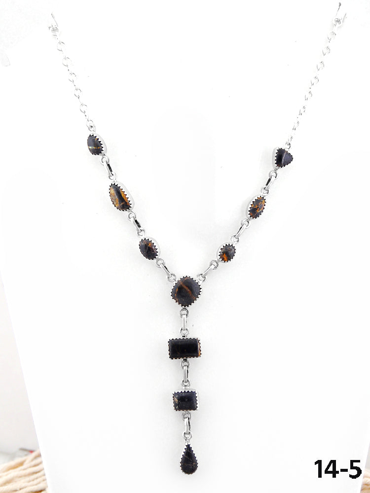 Southwest Handmade Black Jack & Sterling Silver Necklace