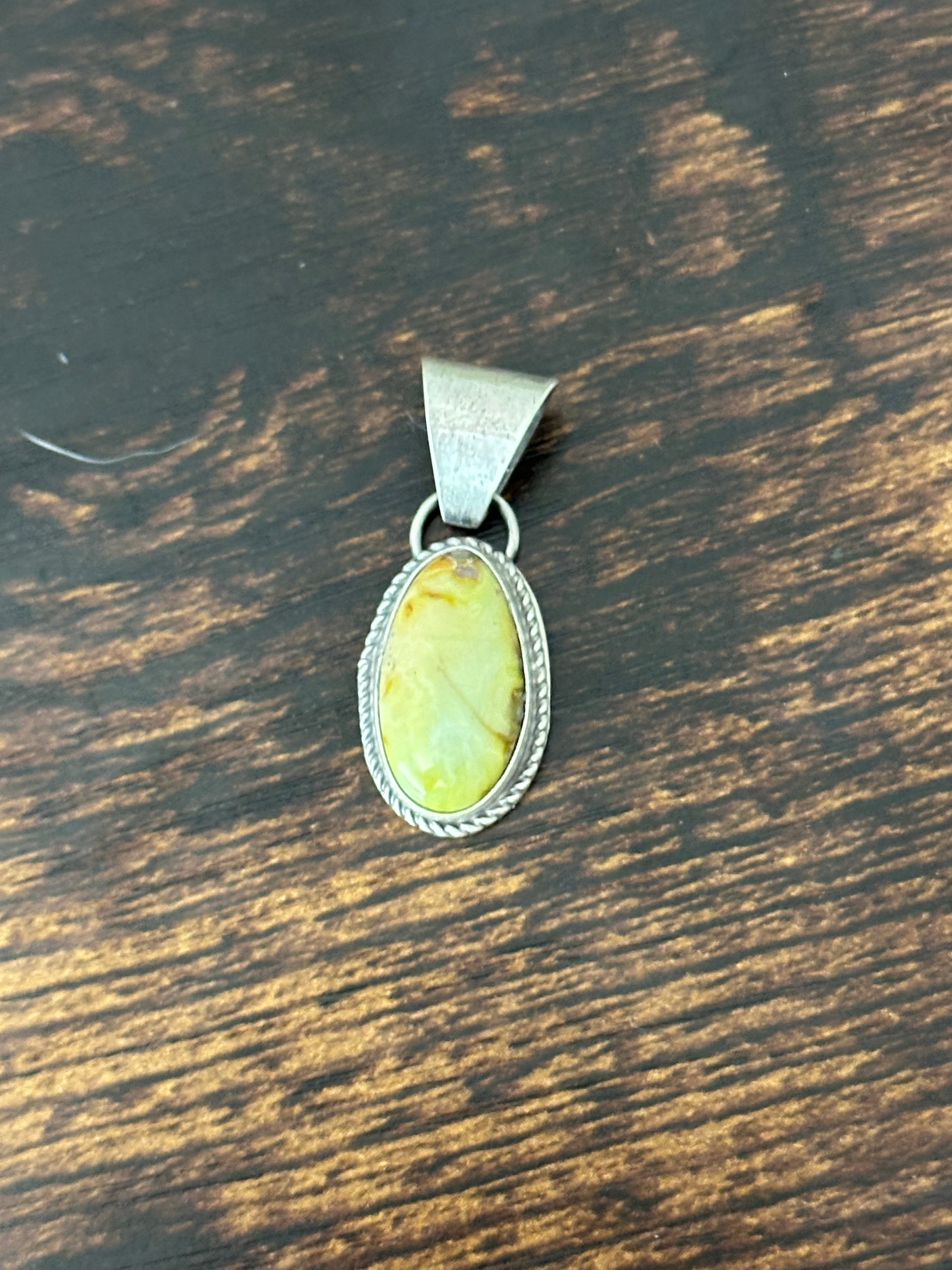 Navajo Palomino Variscite & Sterling Silver Pendant