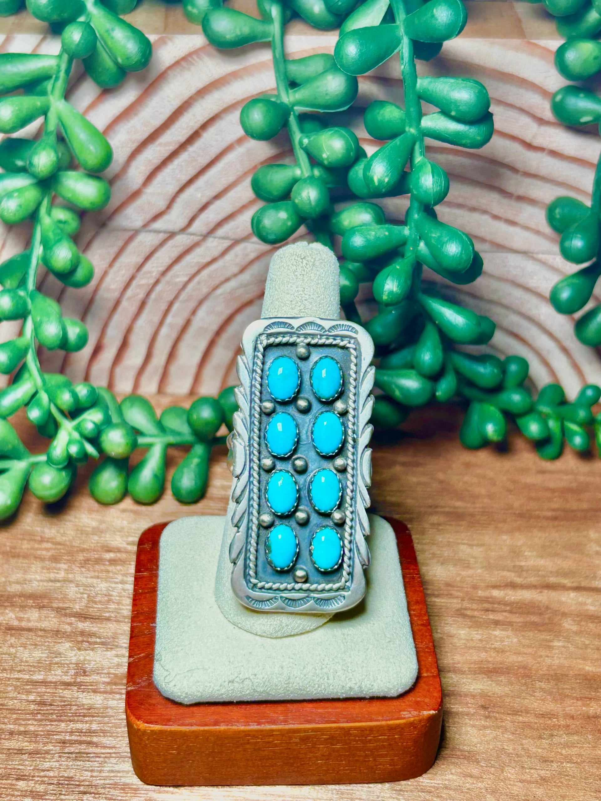Patrick Vazzie Made Kingman Turquoise & Sterling Silver Adjustable Ring