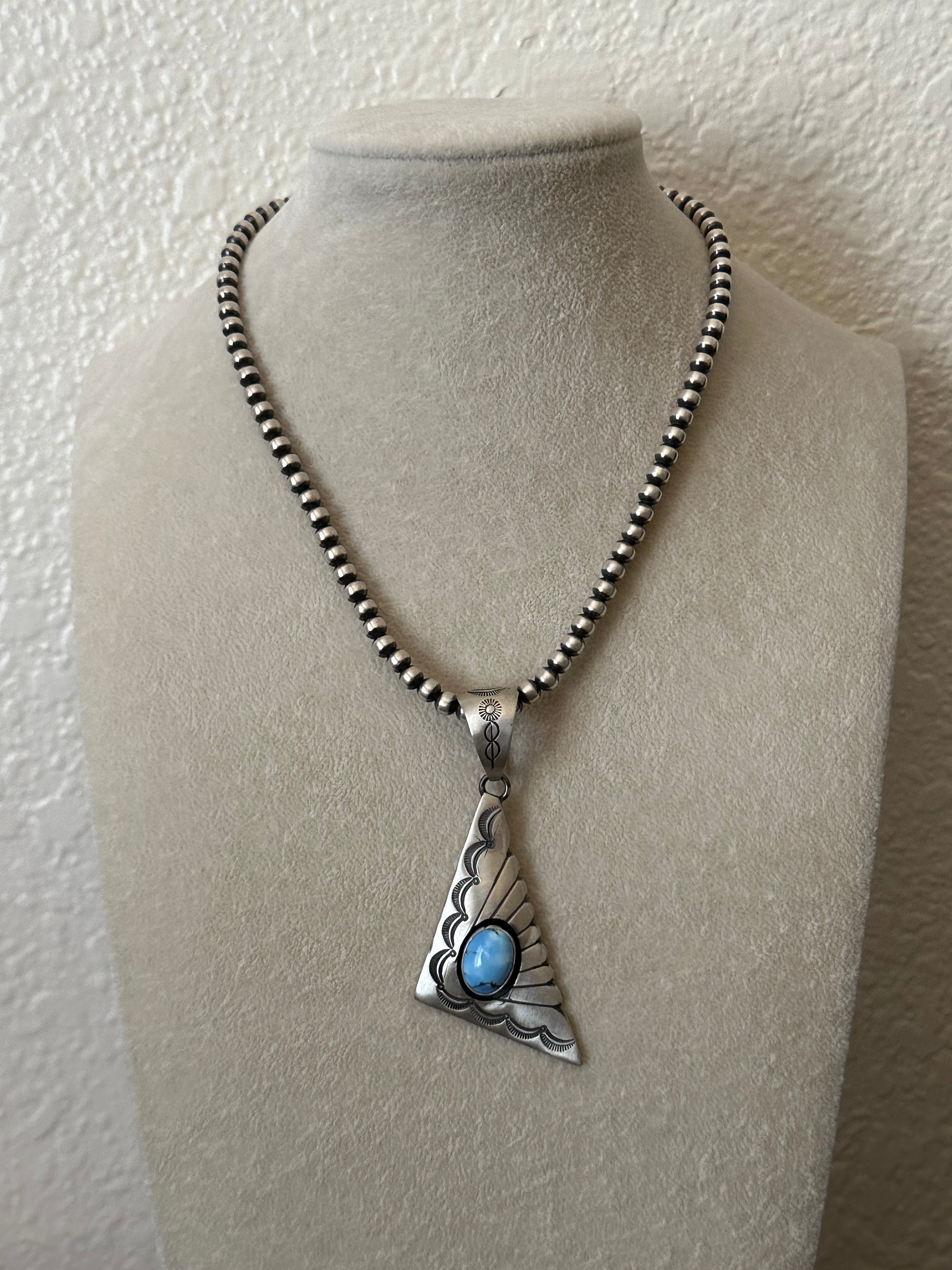 P Begay Golden Hills Turquoise & Sterling Silver Pendant