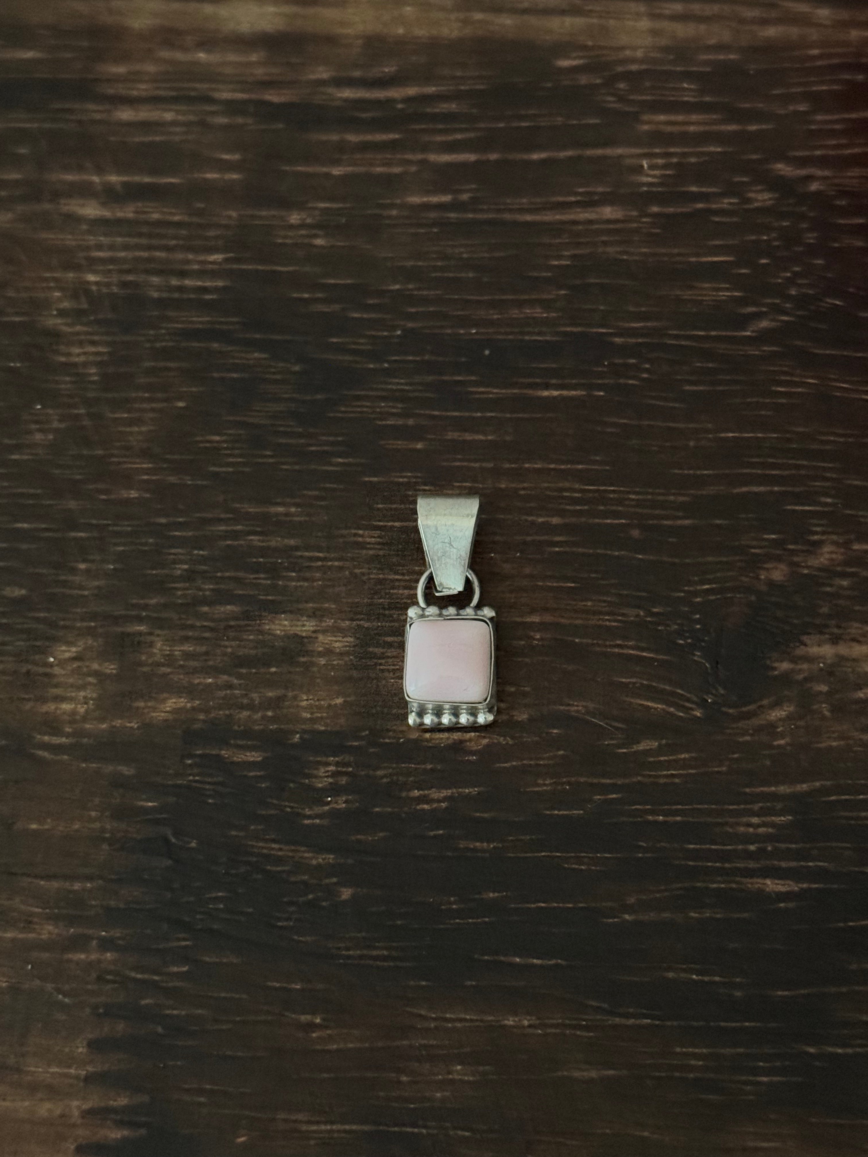 Navajo Made Pink Conch & Sterling Silver Pendant