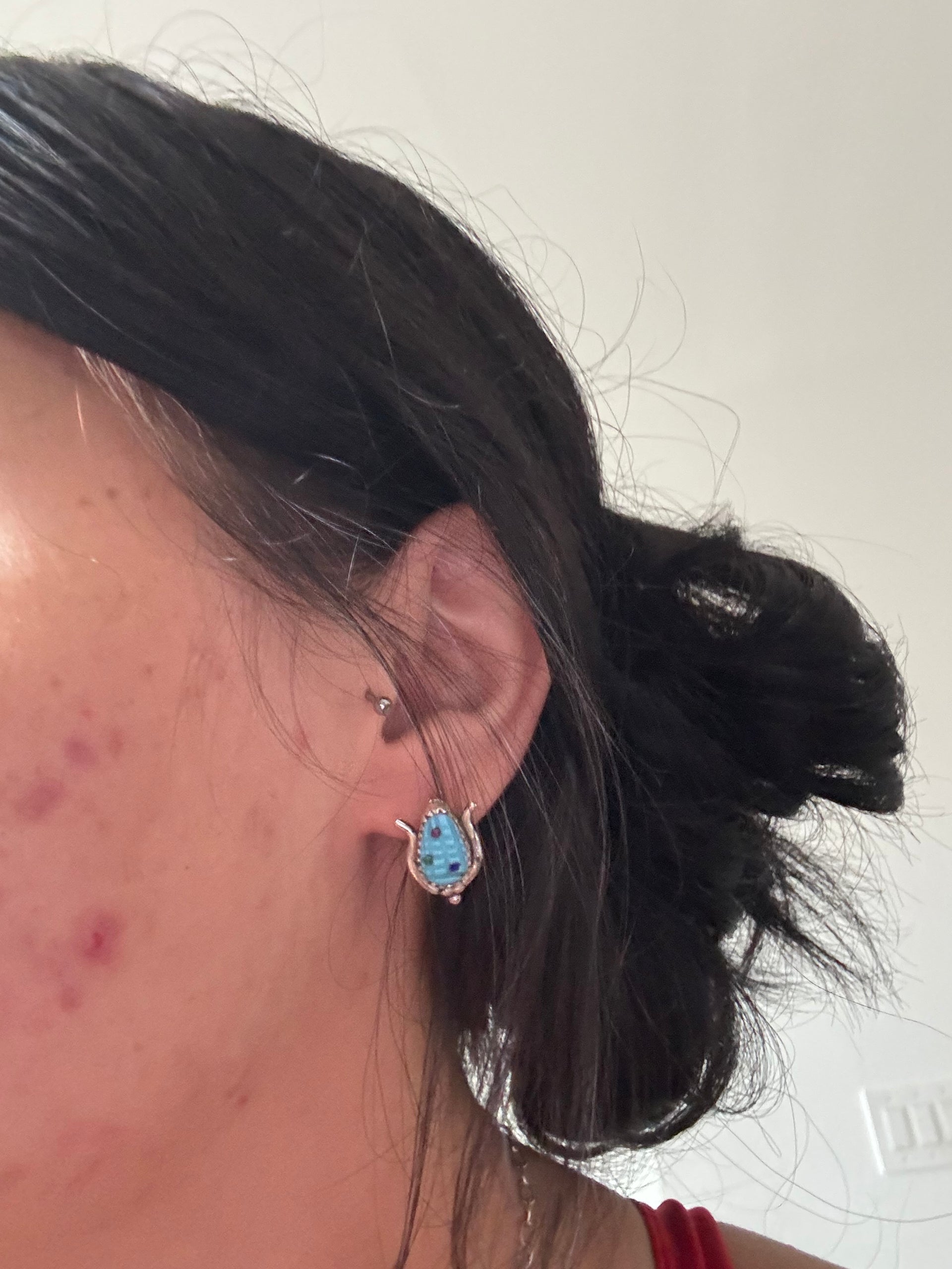 Tracy Bowekaty Multi Stone & Sterling Silver & Sterling Silver Post Corn Earrings