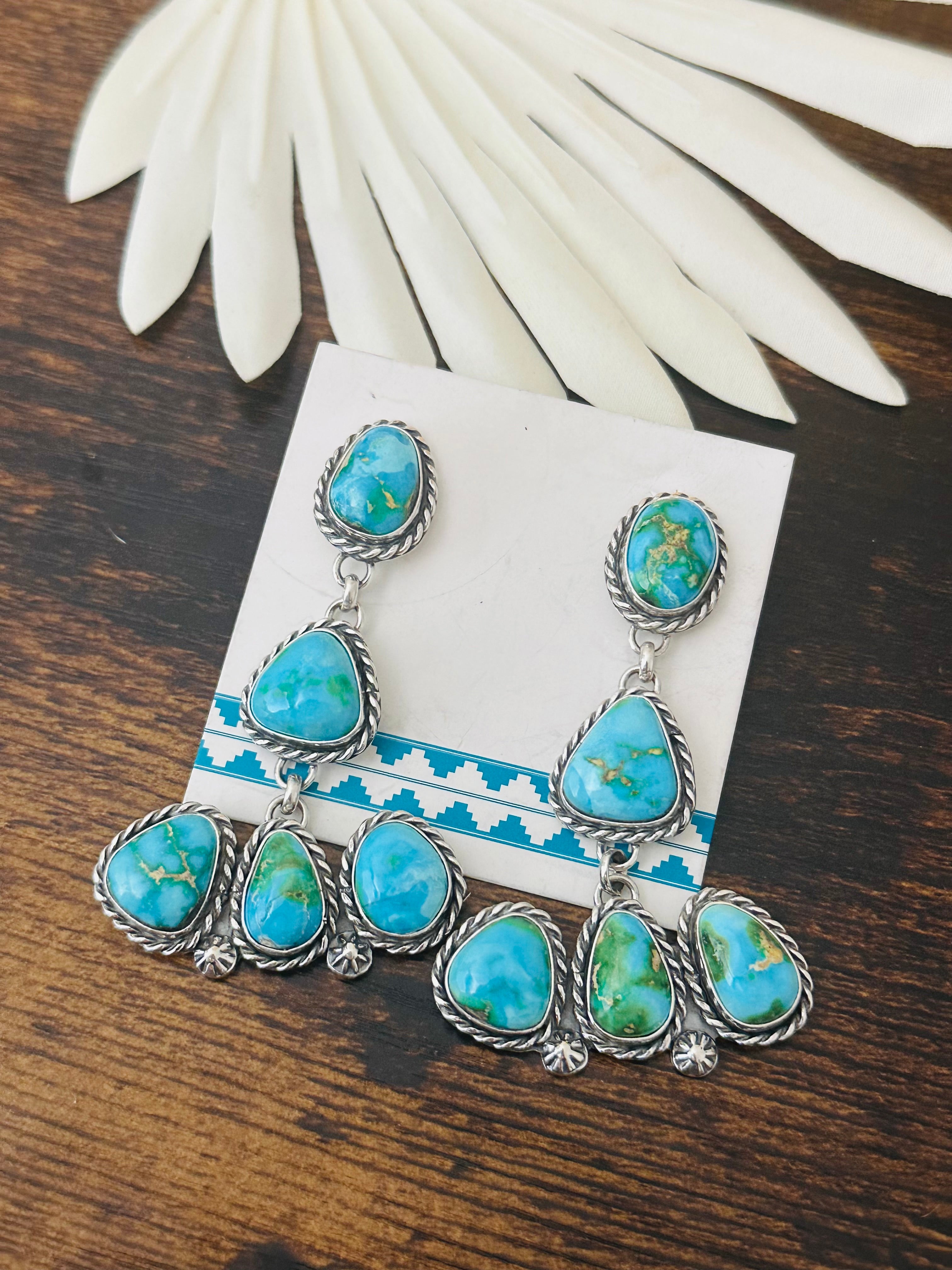 Larry Kaye Sonoran Mountain Turquoise & Sterling Silver Post Dangle Earrings