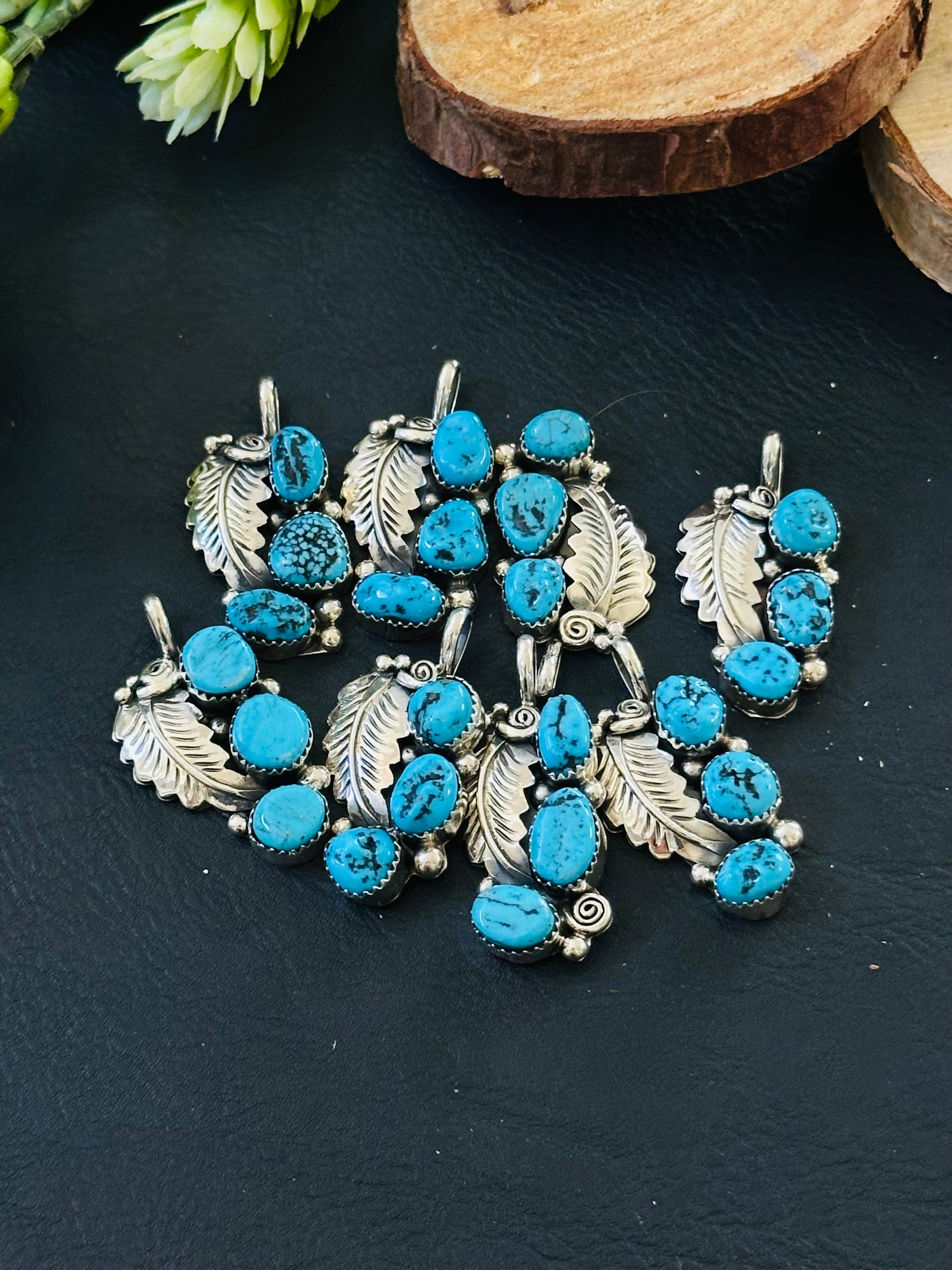 Julia Etsitty Kingman Turquoise & Sterling Silver Pendants