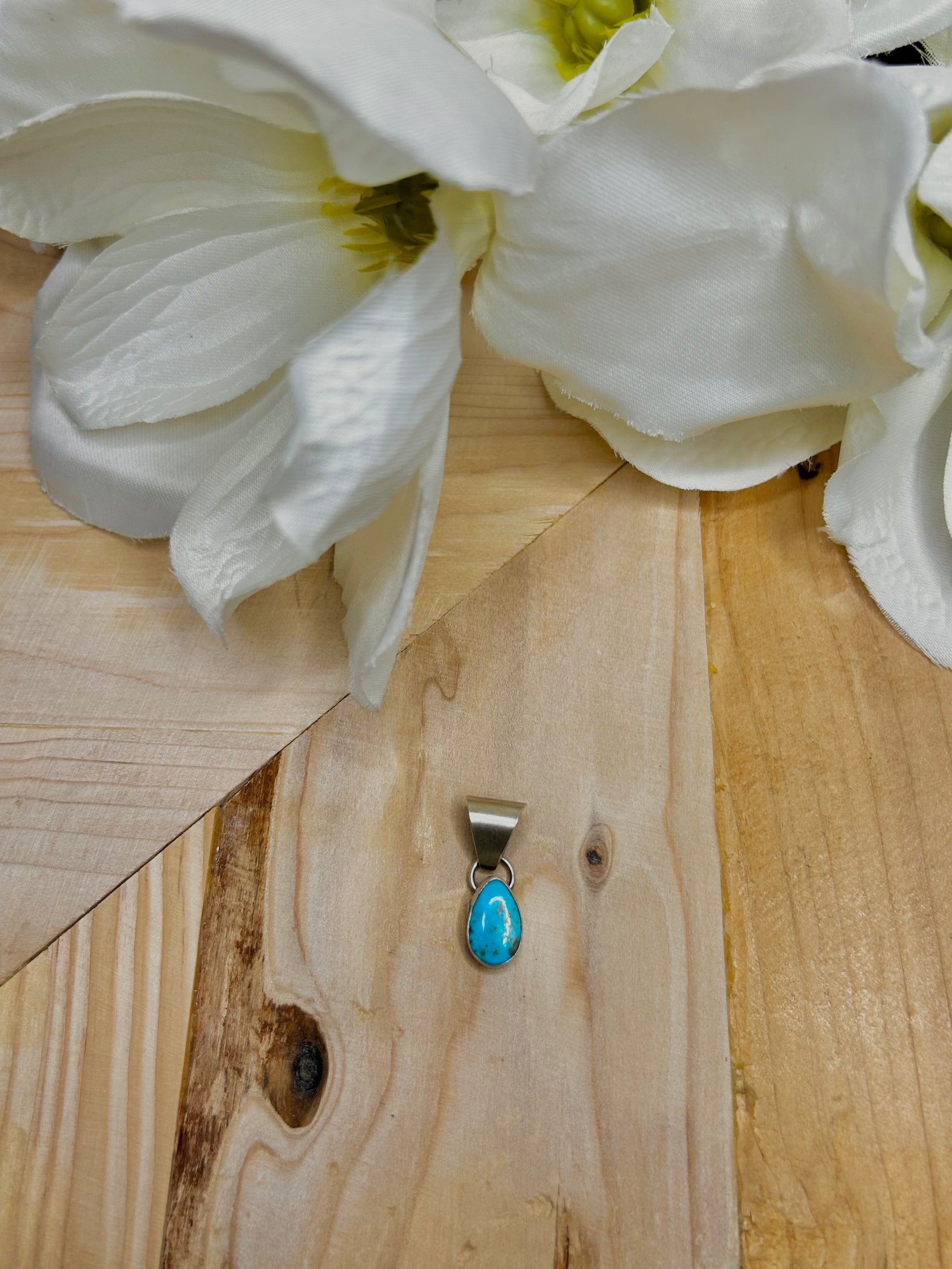 Navajo Made Kingman Turquoise & Sterling Silver Pendant