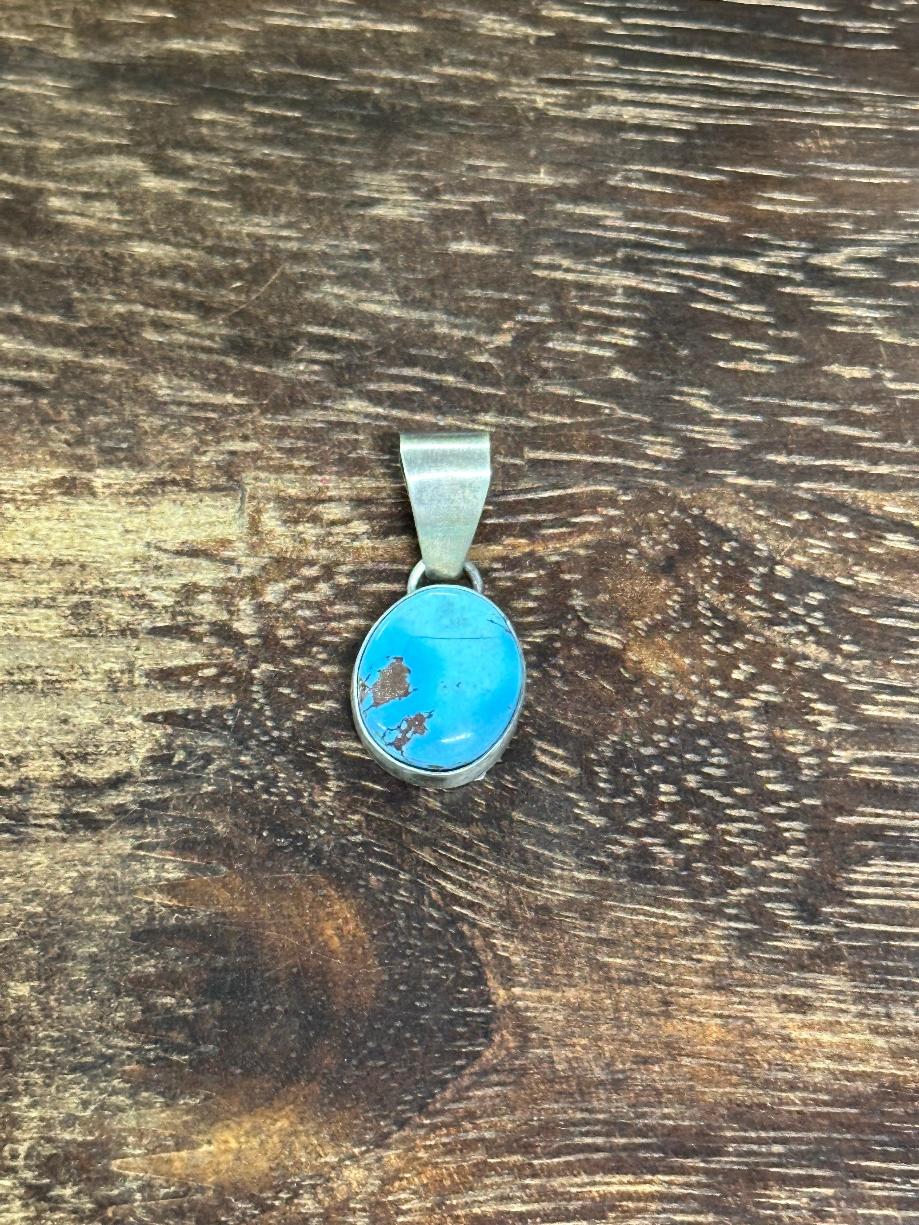 Navajo Made Golden Hills Turquoise & Sterling Silver Pendant