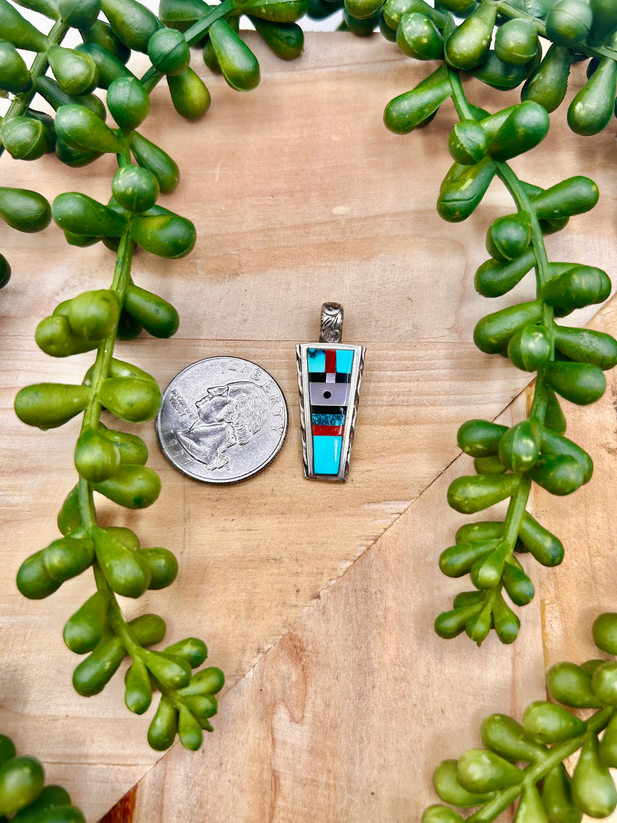 Zuni Made Multi Stone & Sterling Silver Pendant