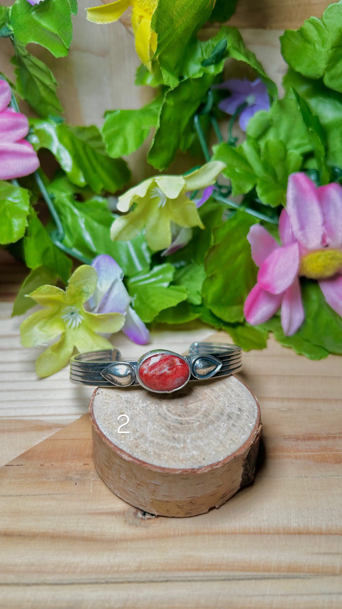 Navajo Made Spiny Oyster  & Sterling Silver Cuff Bracelet