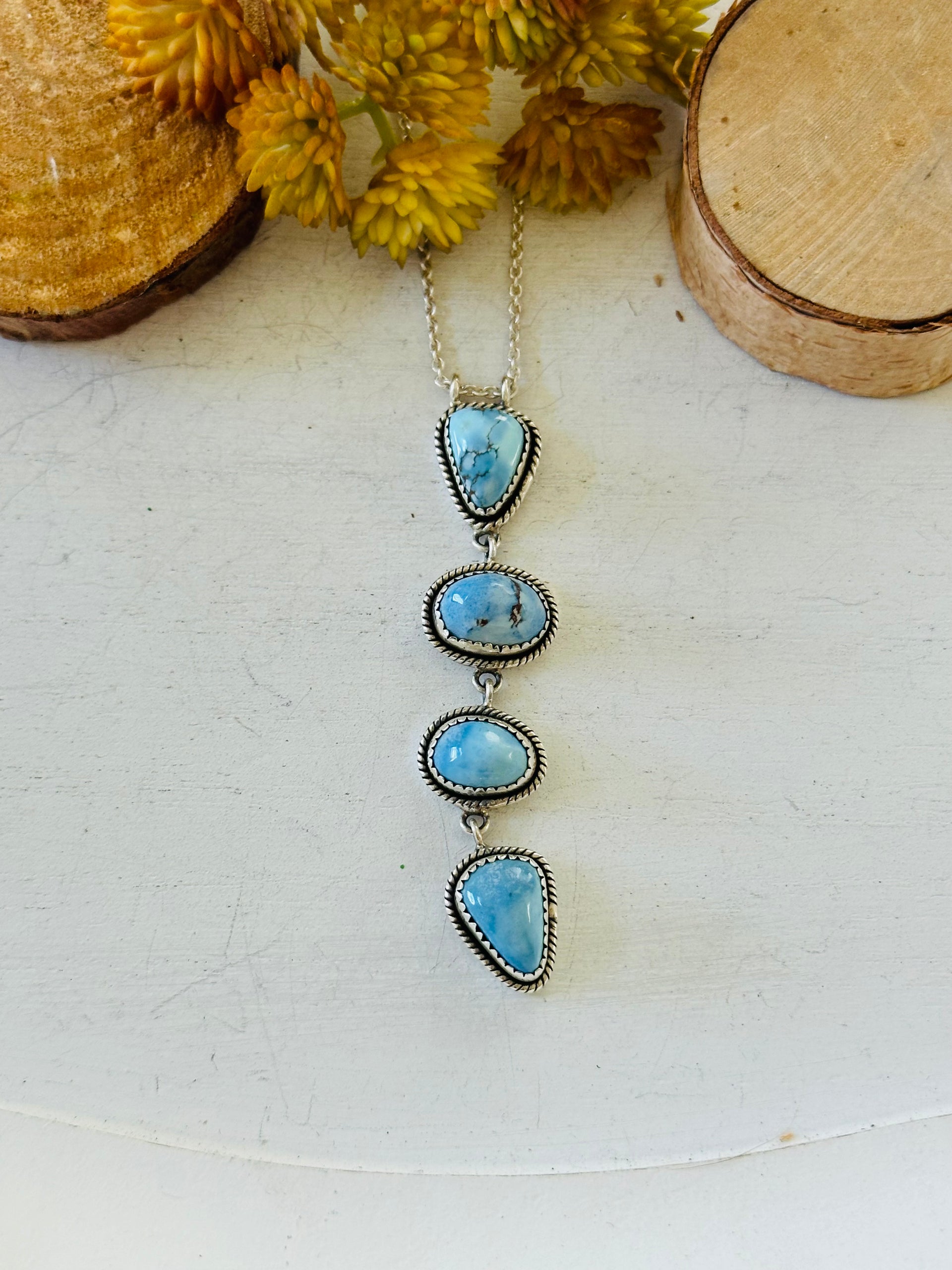 Southwest Handmade Golden Hills Turquoise & Sterling Silver Necklace