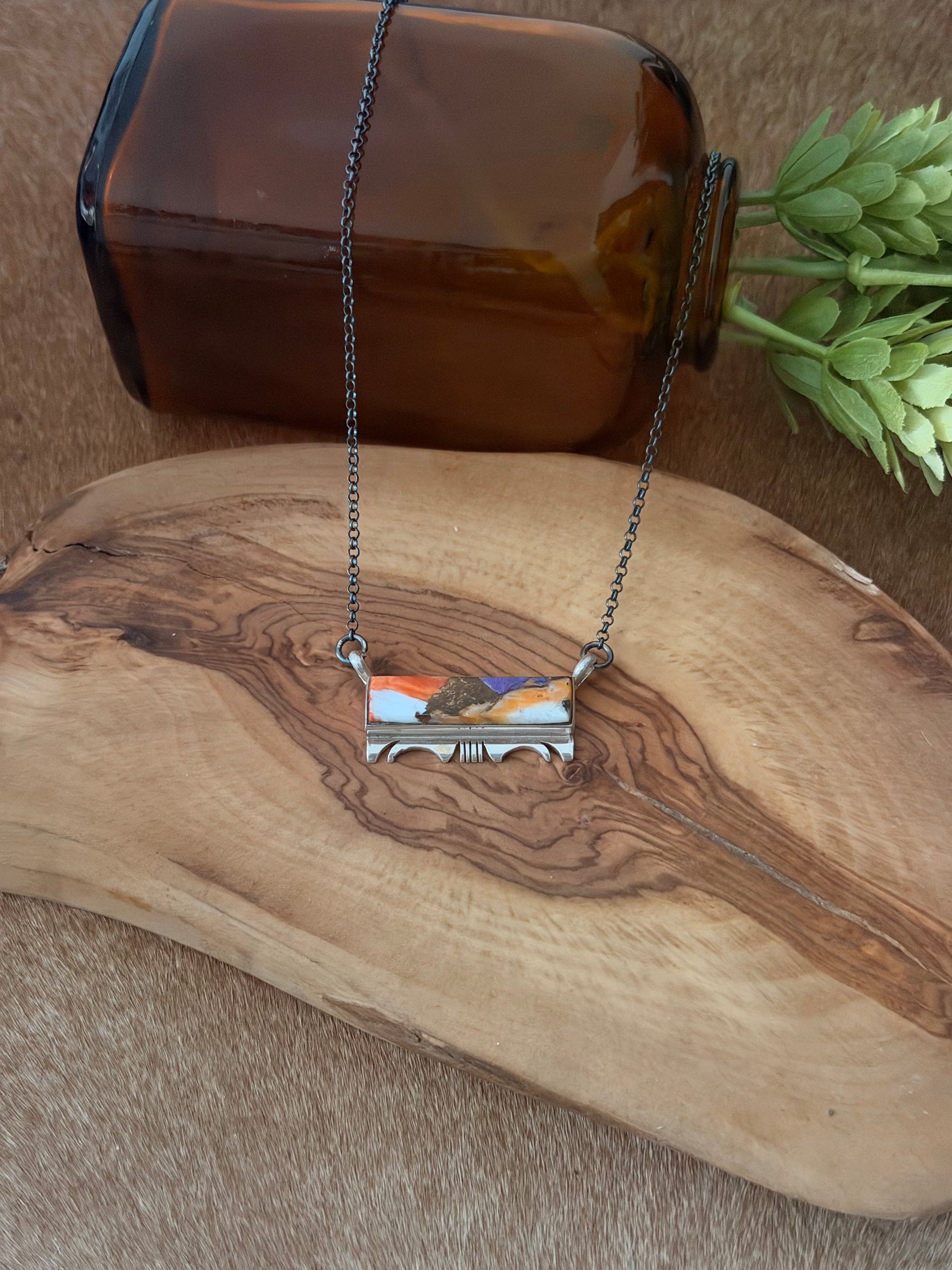 Steve Francisco Mohave Turquoise Composite & Sterling Silver Bar Necklace