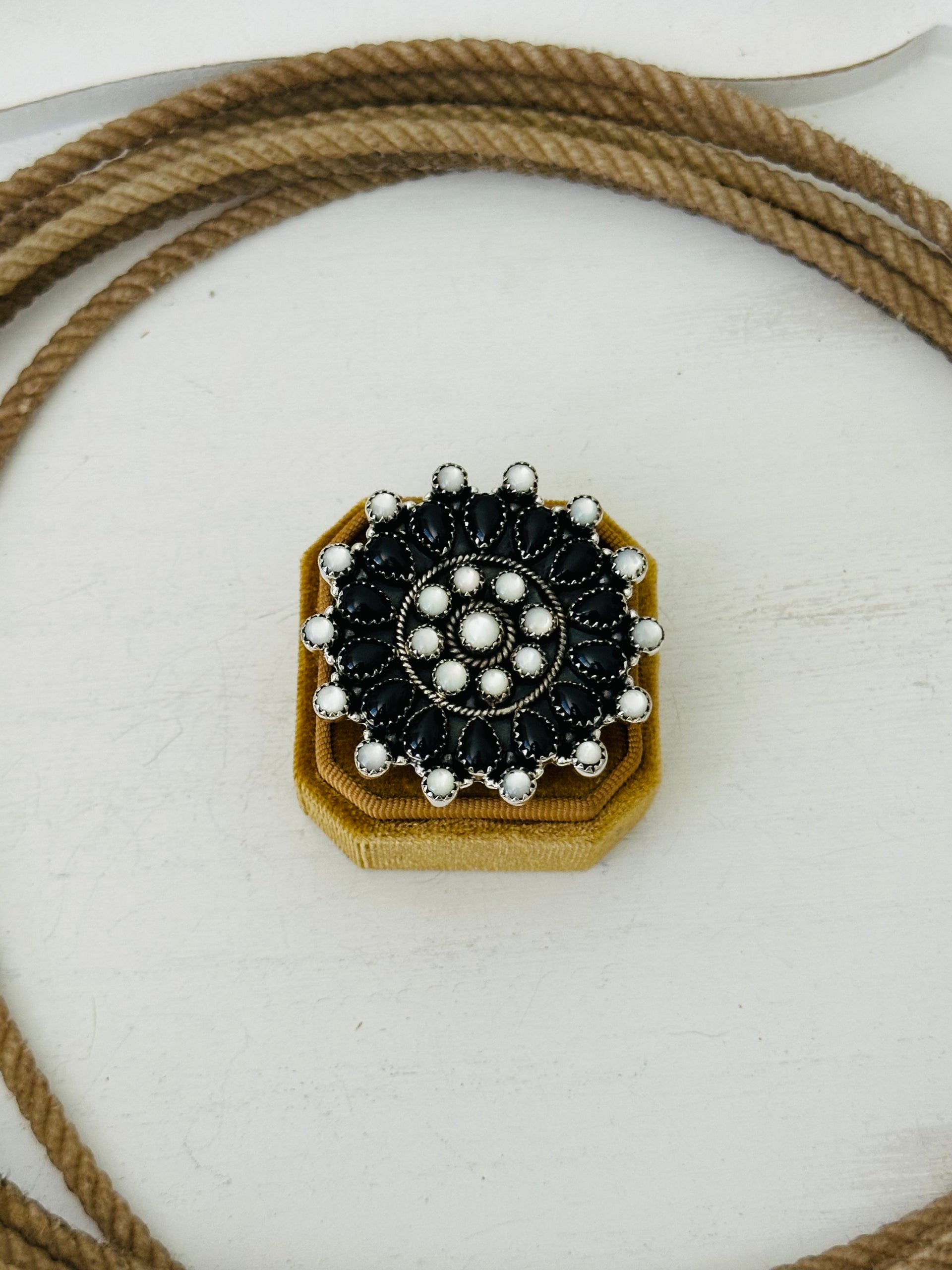 Southwest Handmade Multi Stone & Sterling Silver Adjustable Cluster Ring