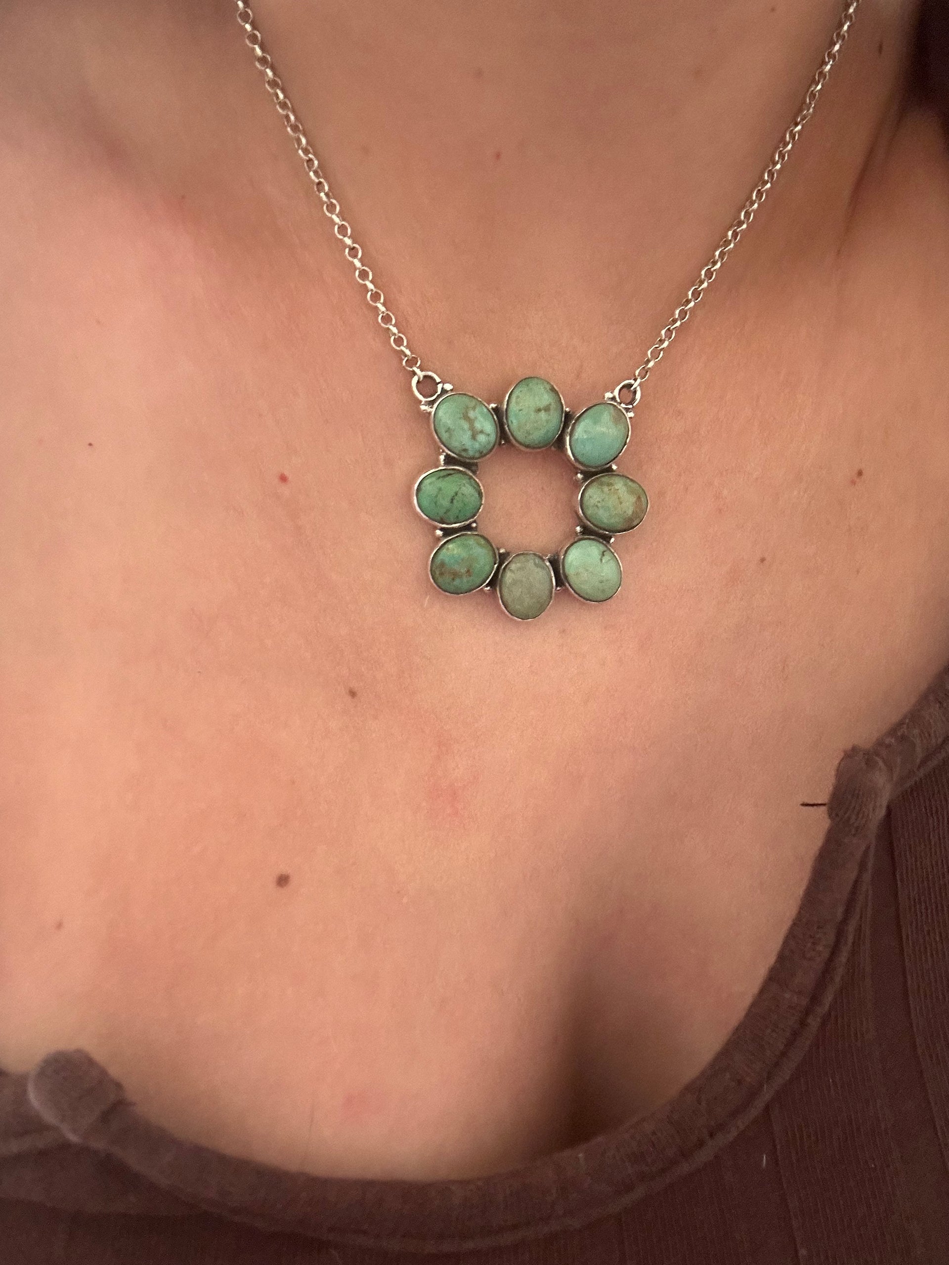 Southwest Made Kingman Turquoise & Sterling Silver Necklace