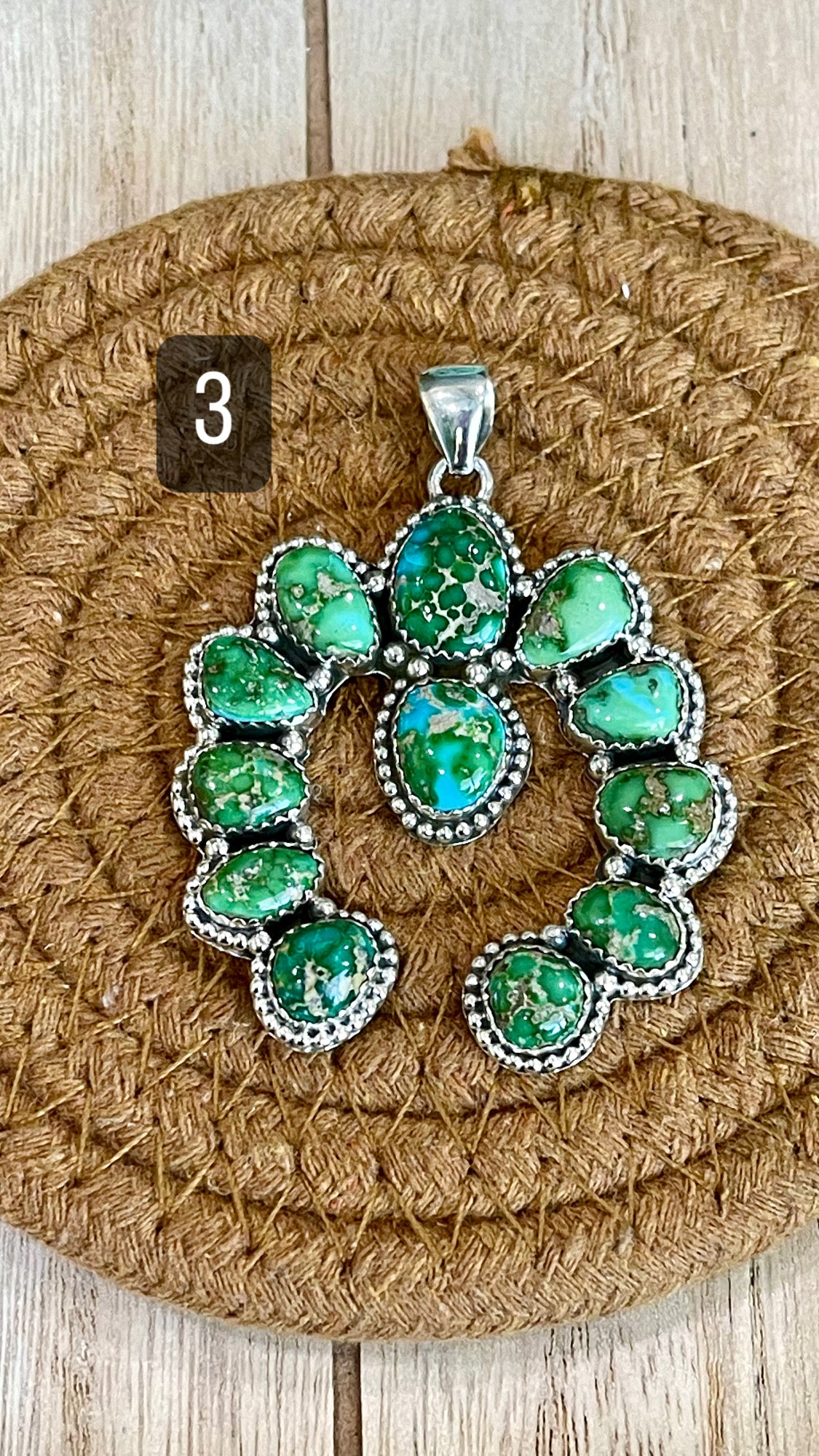 Southwest Handmade Sonoran Mountain Turquoise & Sterling Silver Naja Pendant