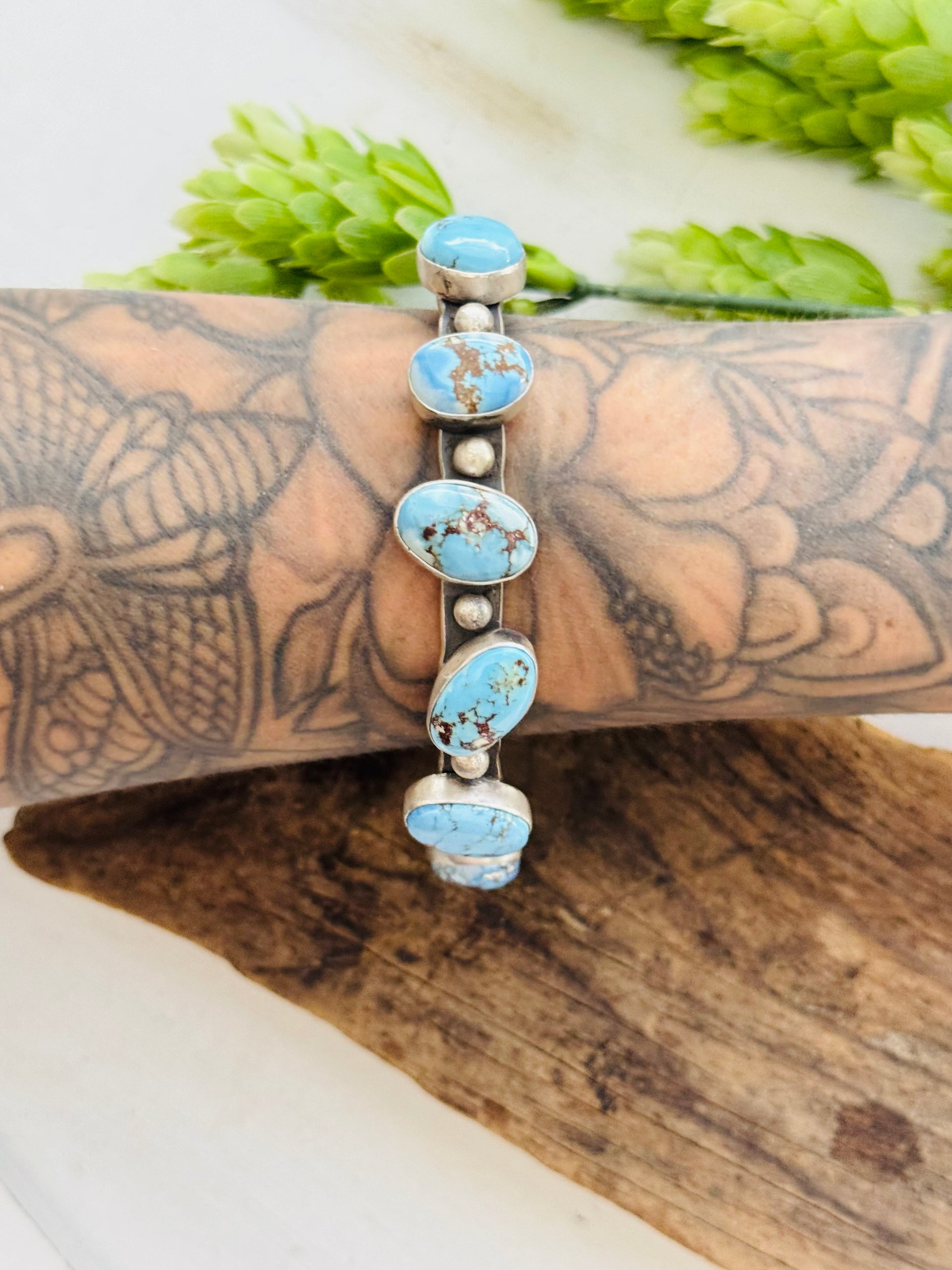 LeRoy James Golden Hills Turquoise & Sterling Silver Cuff Bracelet