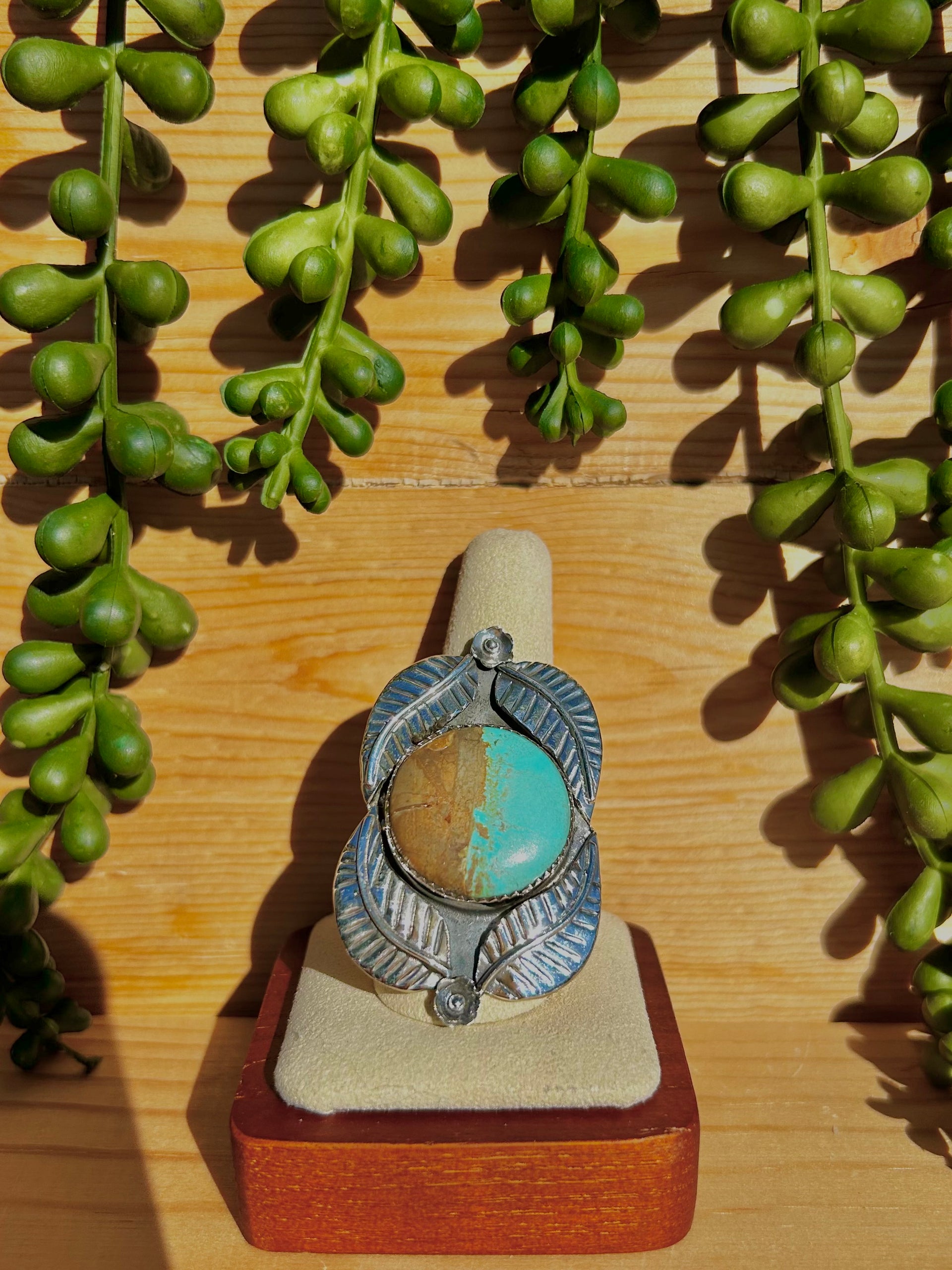 Southwest Number 8 Turquoise & Sterling Silver Ring Size 10