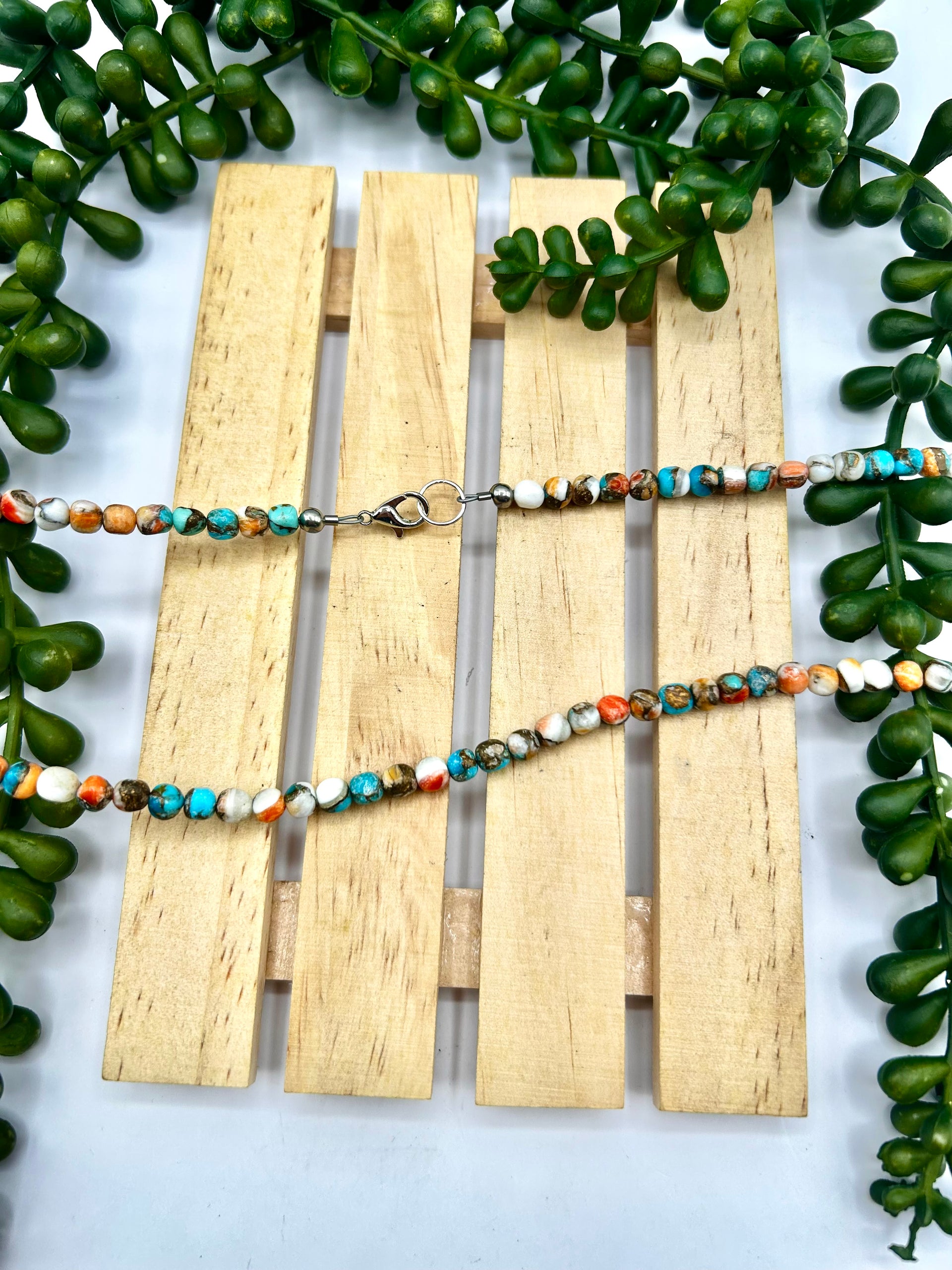Native American Strung Mohave Turquoise & Sterling Silver Necklace