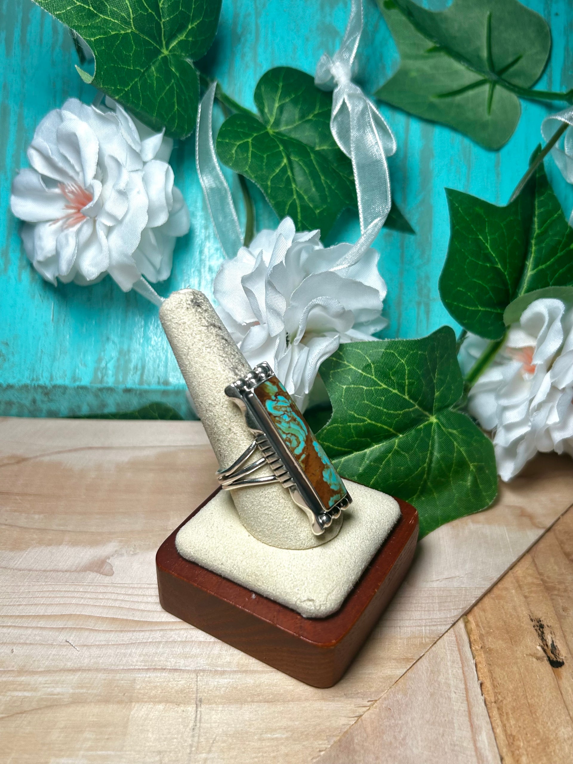 Larson Lee Kingman Turquoise & Sterling Silver Ring Size 9.5