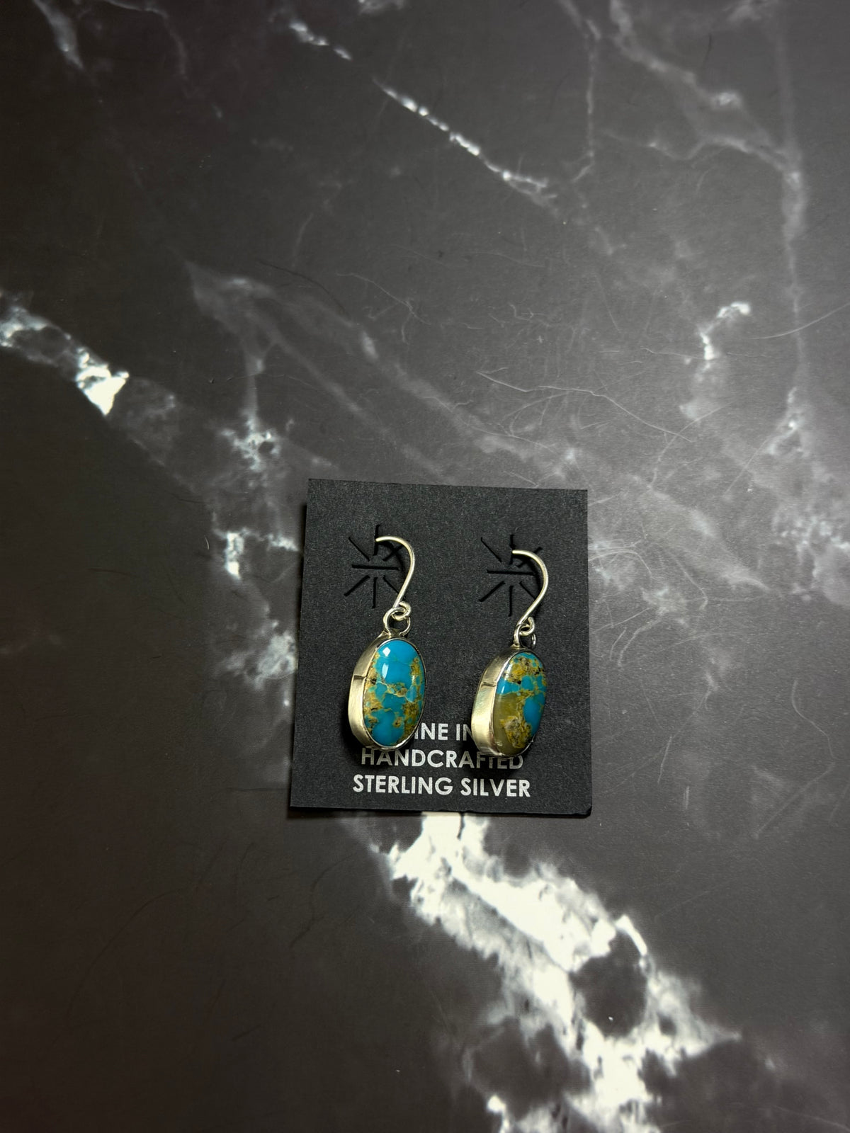 Navajo Made Kingman Turquoise & Sterling Silver Dangle Earrings