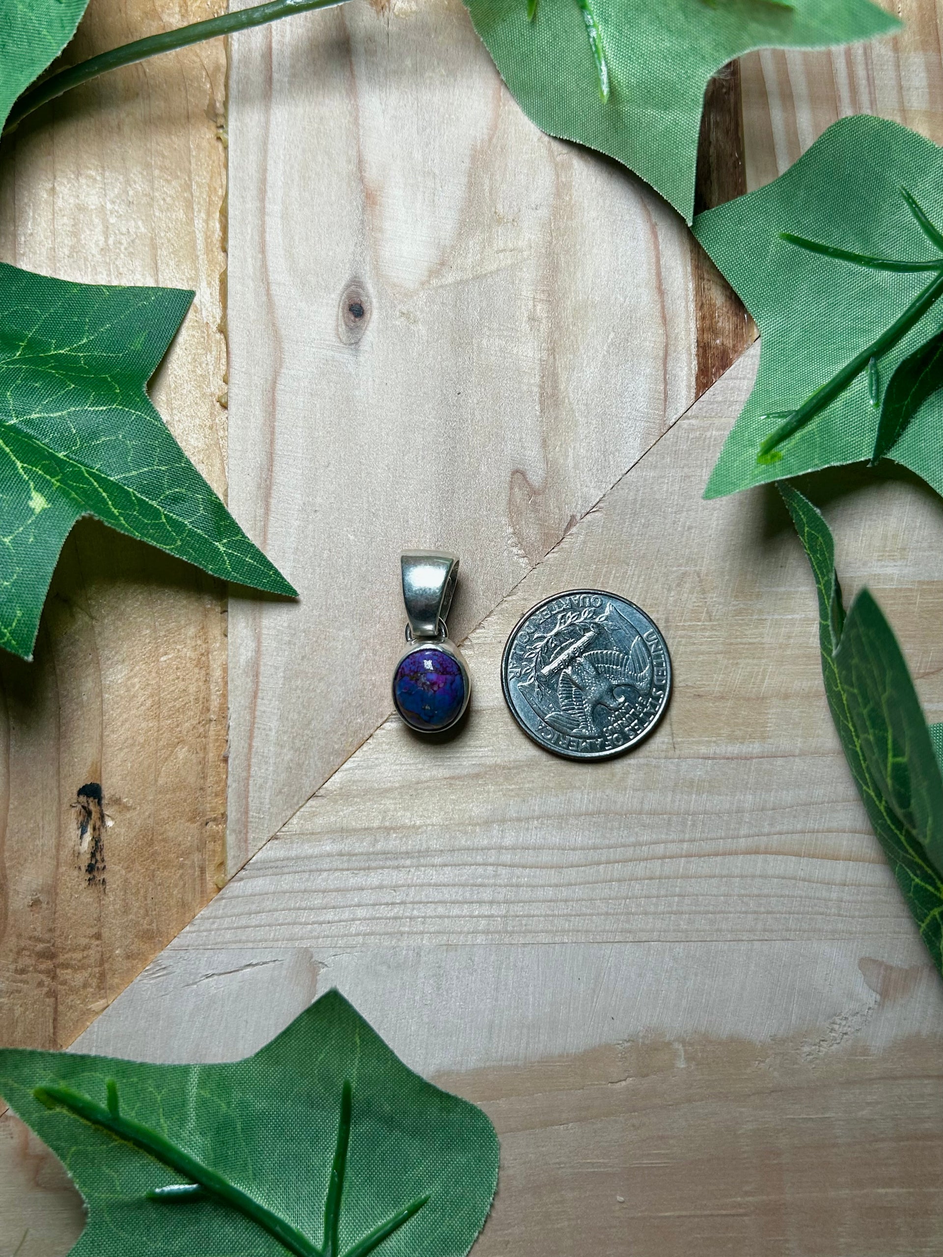 Navajo Made Mohave Turquoise & Sterling Silver Pendant