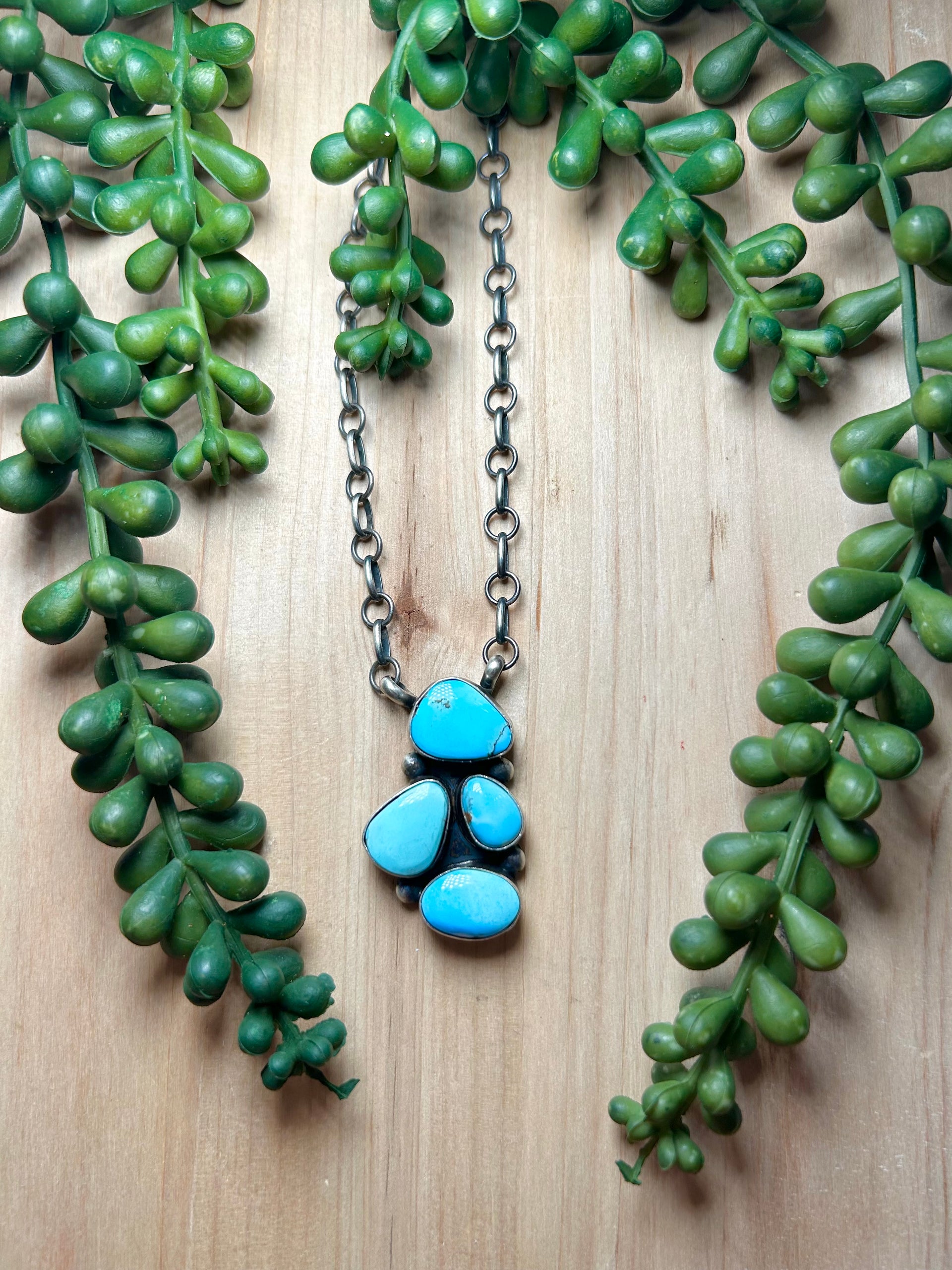 Navajo Made Golden Hills Turquoise & Sterling Silver Necklace