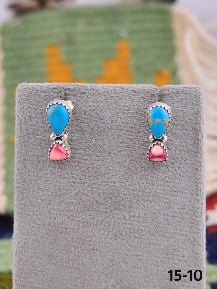 Southwest Made Multi Stone & Sterling Silver Post Earrings