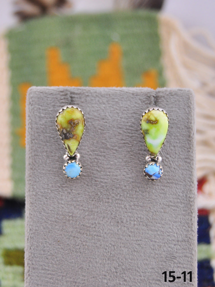 Southwest Made Multi Stone & Sterling Silver Post Earrings
