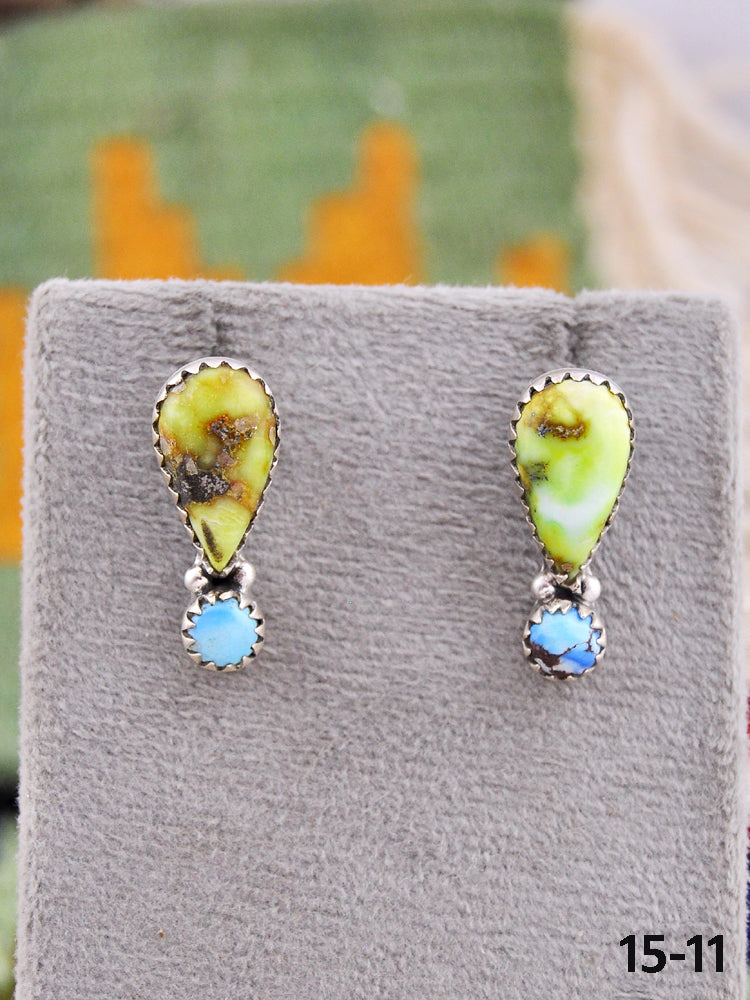 Southwest Made Multi Stone & Sterling Silver Post Earrings