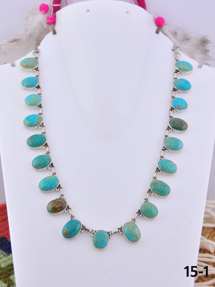 Southwest Handmade Kingman Turquoise & Sterling Silver Necklace