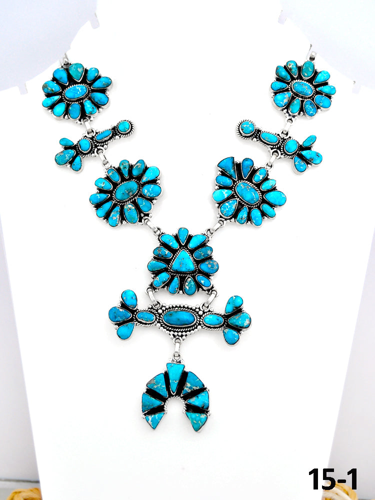 Southwest Made White Water Turquoise  & Sterling Silver Necklace