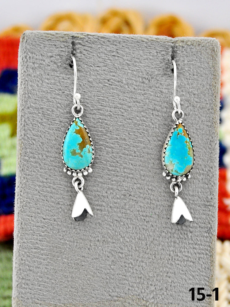 Southwest Made Royston Turquoise & Sterling Silver Hook Earrings