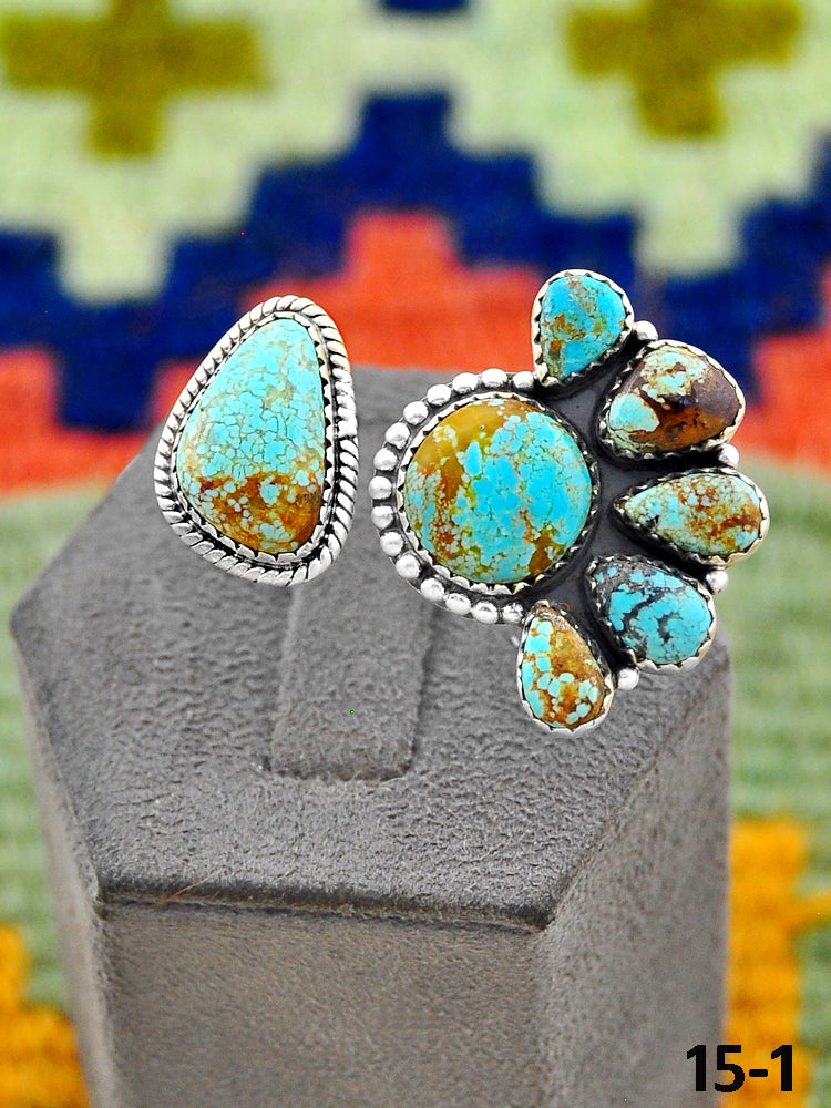 Southwest Handmade #8 Turquoise & Sterling Silver Adjustable Ring