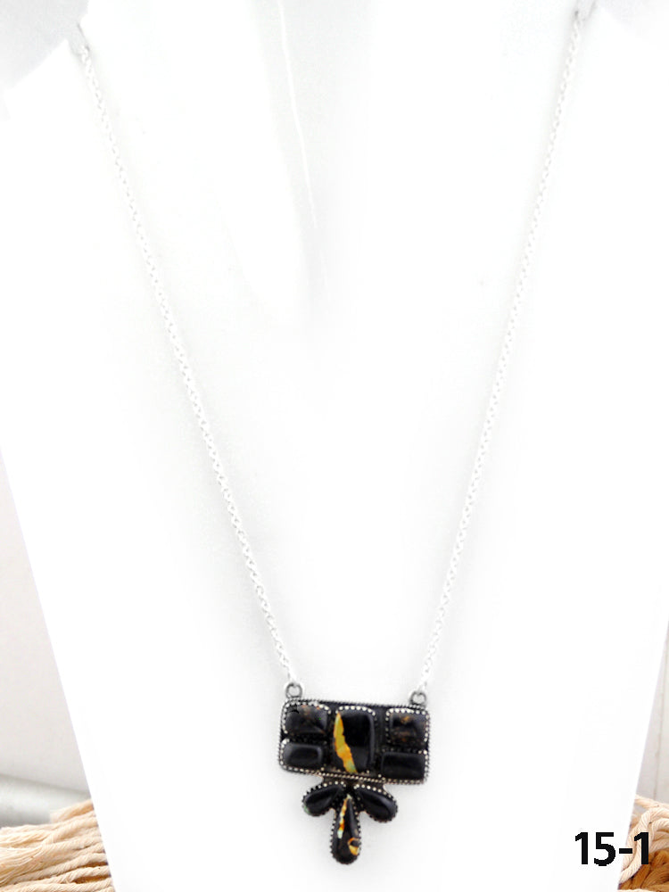 Southwest Handmade Black Jack & Sterling Silver Necklace