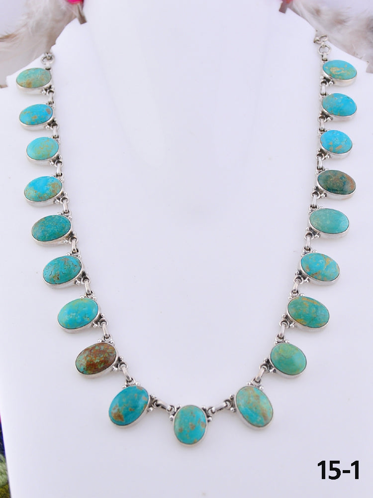 Southwest Handmade Kingman Turquoise & Sterling Silver Necklace