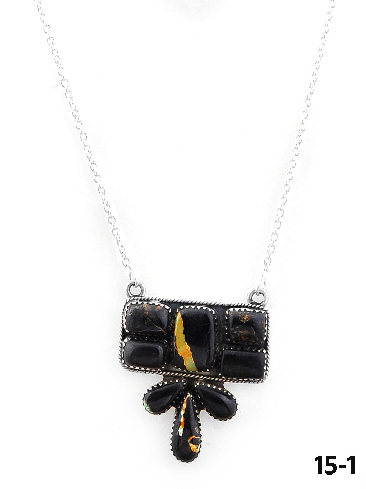 Southwest Handmade Black Jack & Sterling Silver Necklace