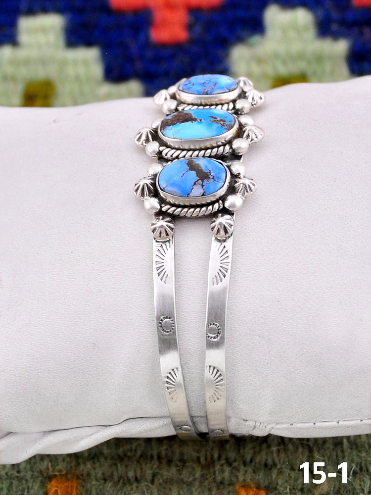 Southwest Handmade Golden Hill’s Turquoise & Sterling Silver Cuff Bracelet