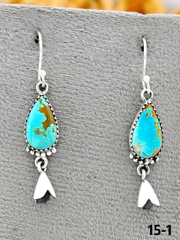 Southwest Made Royston Turquoise & Sterling Silver Hook Earrings