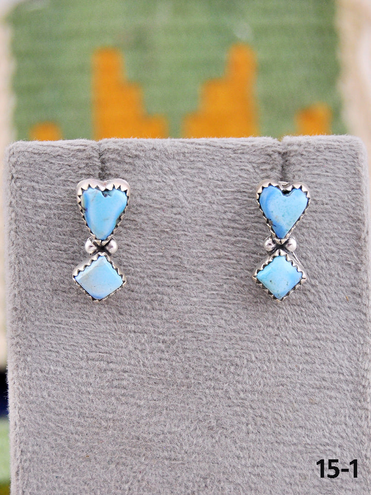 Southwest Made Golden Hill’s Turquoise & Sterling Silver Post Earrings