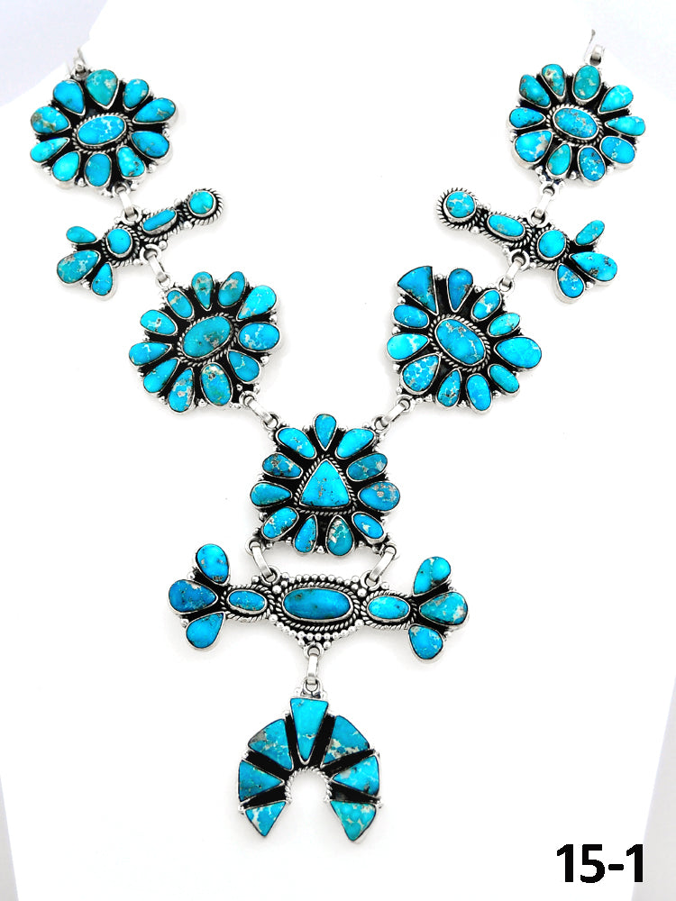 Southwest Made White Water Turquoise  & Sterling Silver Necklace