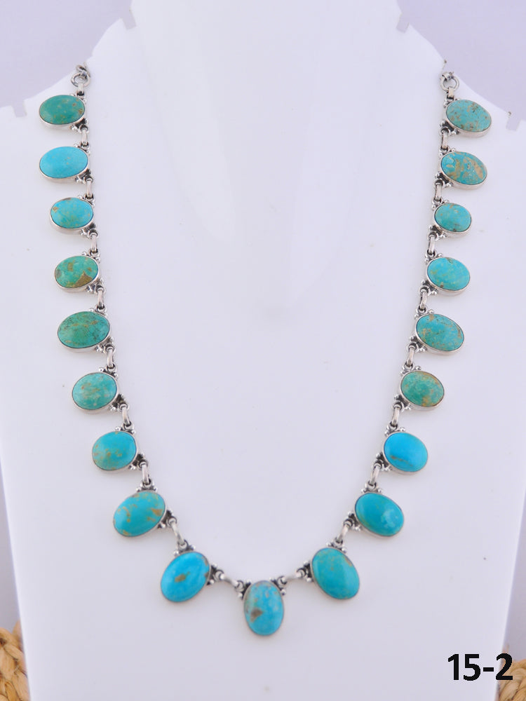 Southwest Handmade Kingman Turquoise & Sterling Silver Necklace