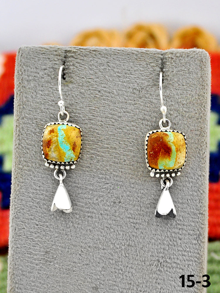 Southwest Made Royston Turquoise & Sterling Silver Hook Earrings